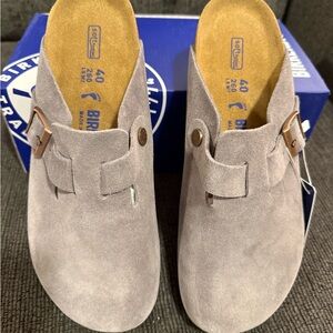 Birkenstock Unisex Dark Gray Suede Clogs EU 40 US MENS 7 WOMENS 9